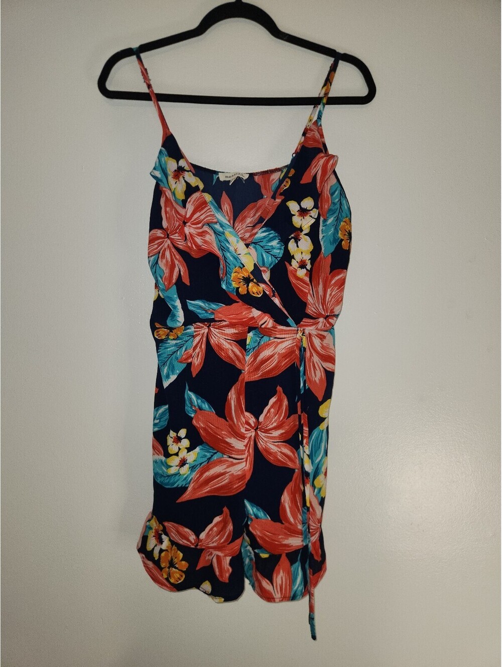 Monteau Navy Tropical Floral Sleeveless Mini Dress